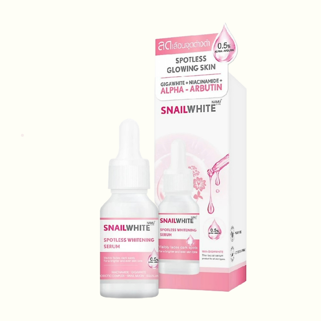 Namu Life Snailwhite นามุ ไลฟ์ สเนลไวท์ สปอตเลส ไวท์เทนนิ่ง เซรั่ม 15 มล.(สีชมพู)