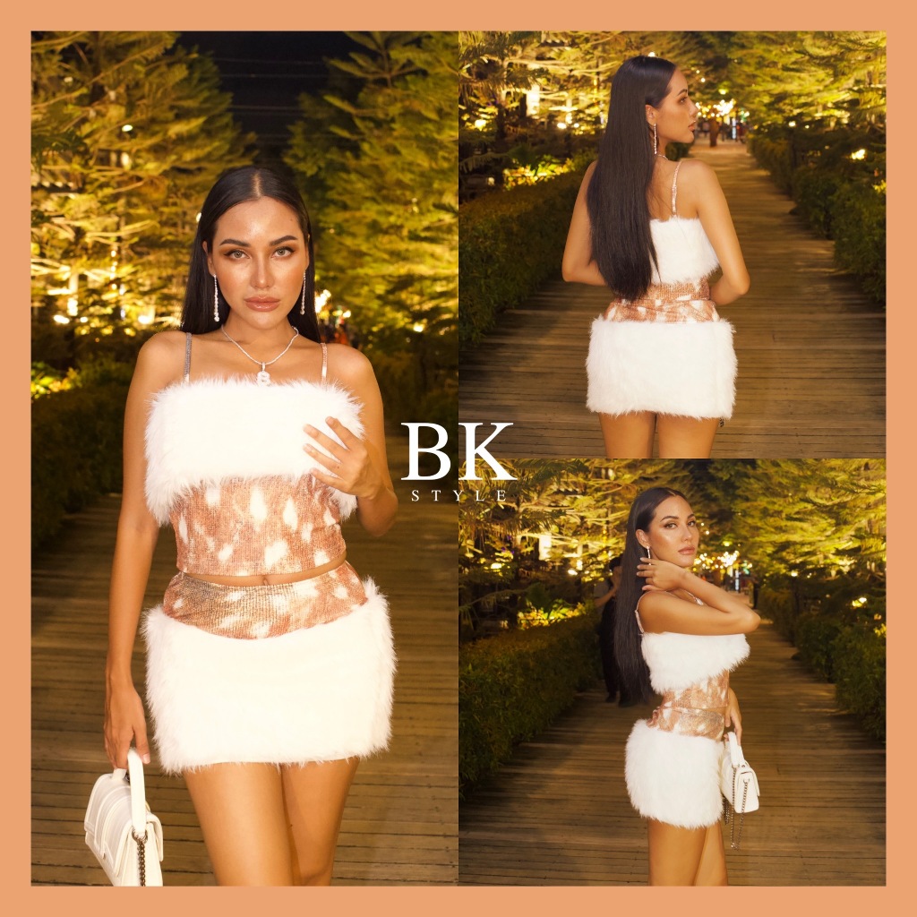 BK STYLE  รุ่น Miffy ชุดเซ็ตสายฝอ ขนเฟอร์