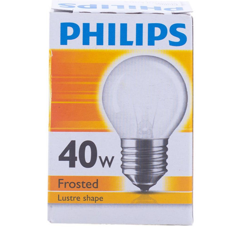 หลอดปิงปองฝ้า 40W ขั้วเกลียวเล็ก E14(PHILIPS) INCANDESCENT LAMP LUSTRE PHILIPS 40W FROST