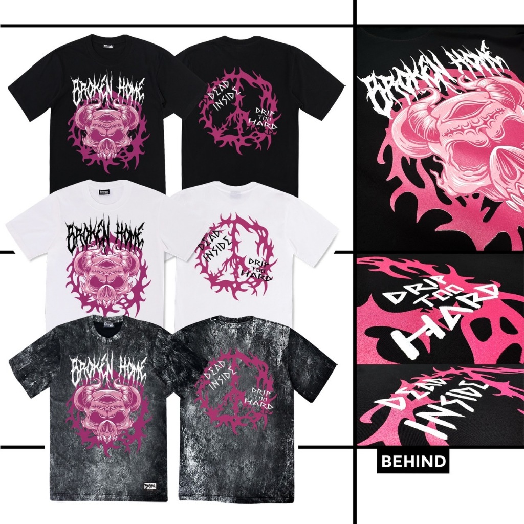 BEHIND เสื้อยืด แขนสั้น “ BROKEN HOME “ แนวสตรีท Oversize เสื้อยืดชาย หญิง