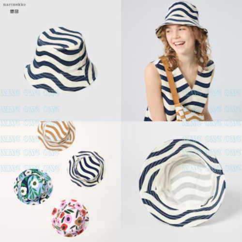 Marimekko x Uniqlo หมวก กันยูวี UV Protection ทรง Bucket ลายริ้ว UV cut bucket hat