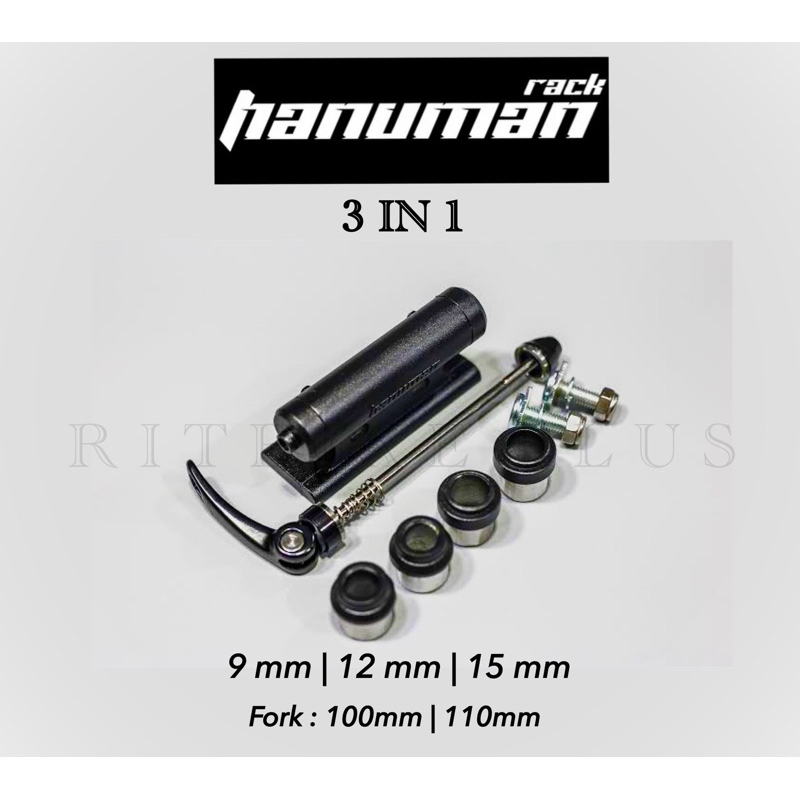 (โค๊ดส่วนลด) หัวแร็คจักรยาน Hanuman Rack 3in1 รองรับแกน 9 12 15 พร้อมแกนปลด วัสดุ Aluminium อย่างดี