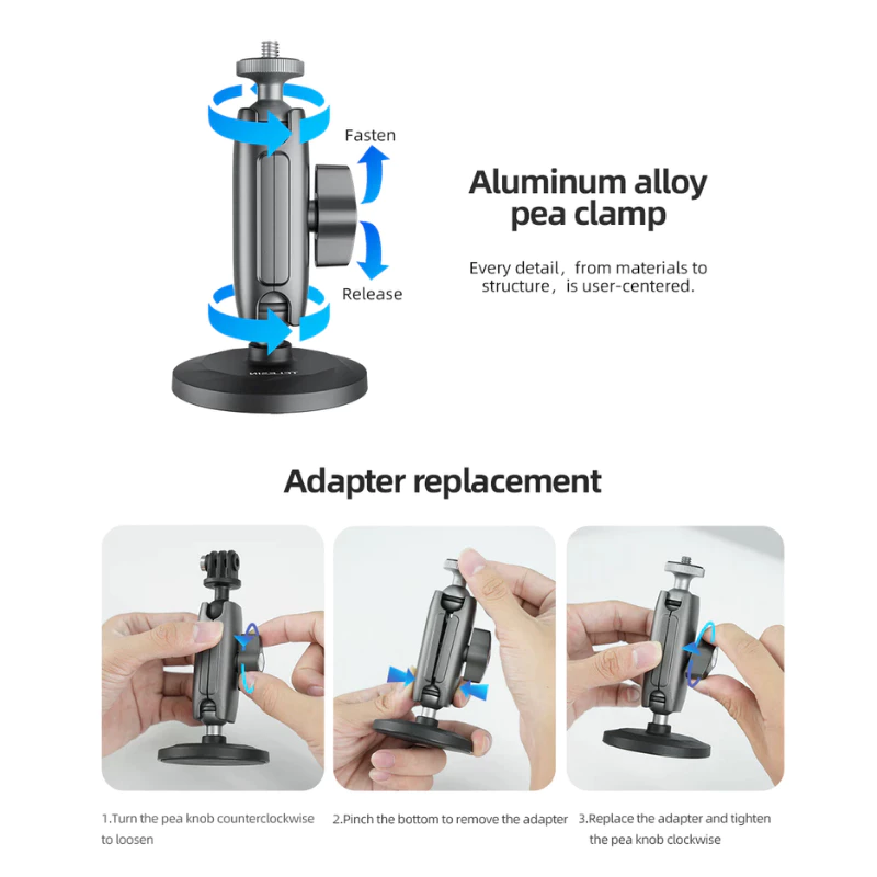 Telesin Gopro , DJI Osmo360 / Action 6 / 5Pro / 4 / 3 , Insta360 Magnetic Aluminum Alloy 360 rotary Mount thumbnail 6
