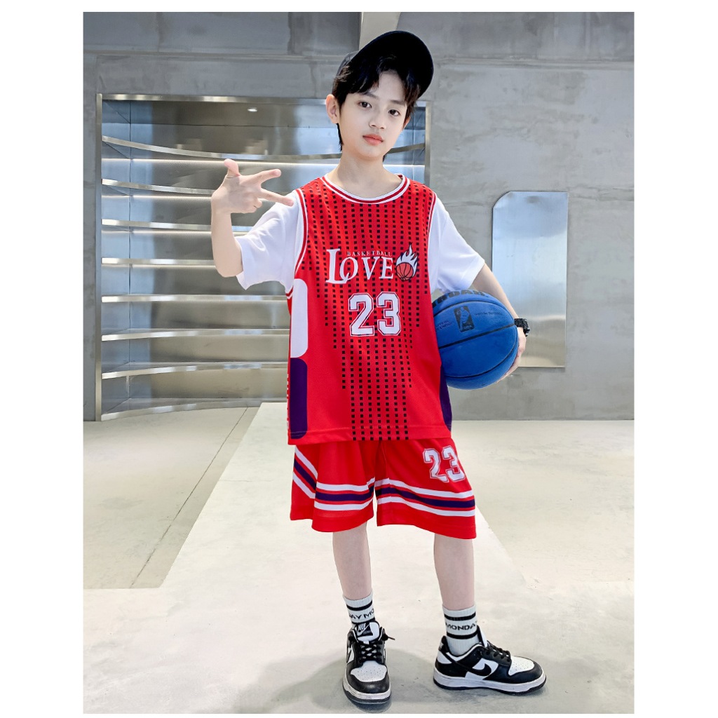 เสื้อผ้ากีฬา ชุดกีฬาเด็ก 7-14ปี ผ้าpolyester บาสเกตบอล
