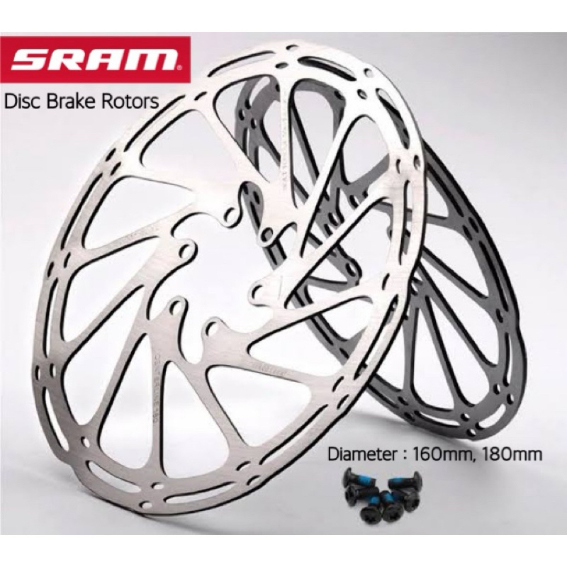 ใบดิสจักรยาน SRAM 6 Bolt ขนาด 140mm 160mm.& 180mm. พร้อมน็อต