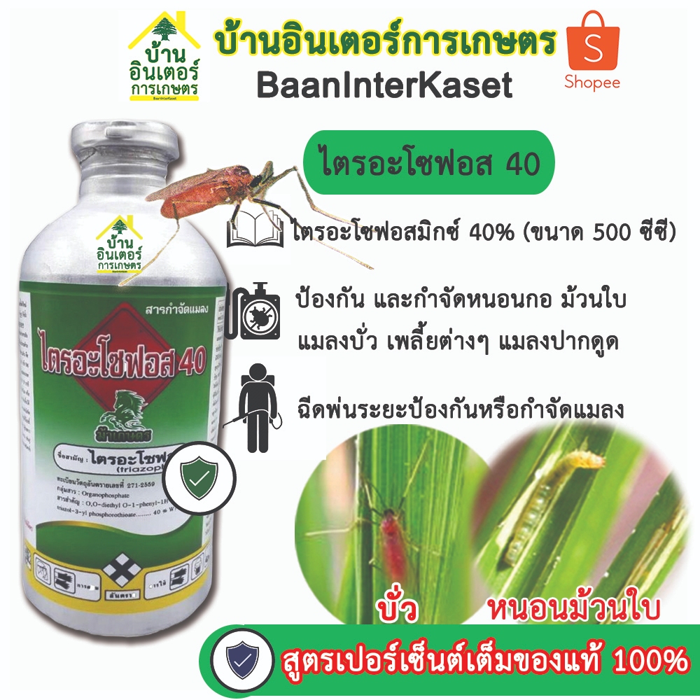 กำจัดบั่วร้าย หนอนดื้อยา แมลงบินต่างๆ ไตรอะโซฟอส 500 ซีซี สูตรยามิกซ์ไม่เหมือนใคร แรงกว่าเดิม ยาสูตรเย็น
