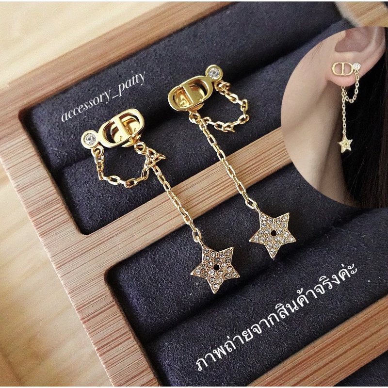 ✨🌟ต่างหูเพชรก้านเงิน รุ่นD90 งานใส่แบบมีลูกเล่นนะคะ แป้นหน้าจะมีสายคล้องกับทันหลัง ใส่ออกมาแฟชั่นสุดๆค่ะ✨