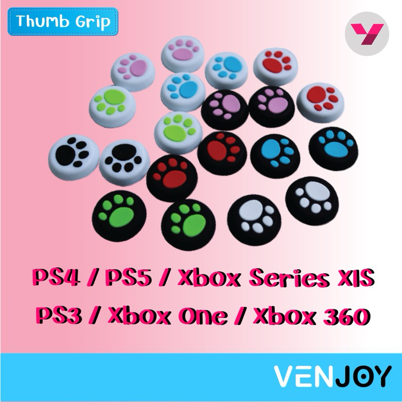 ( 1คู่ ) ฝาครอบอนาล็อคจอยลายเท้า แมว Analog Caps  for PS3/PS4/ PS5 / XBox 360/XBox one / XBox Series X