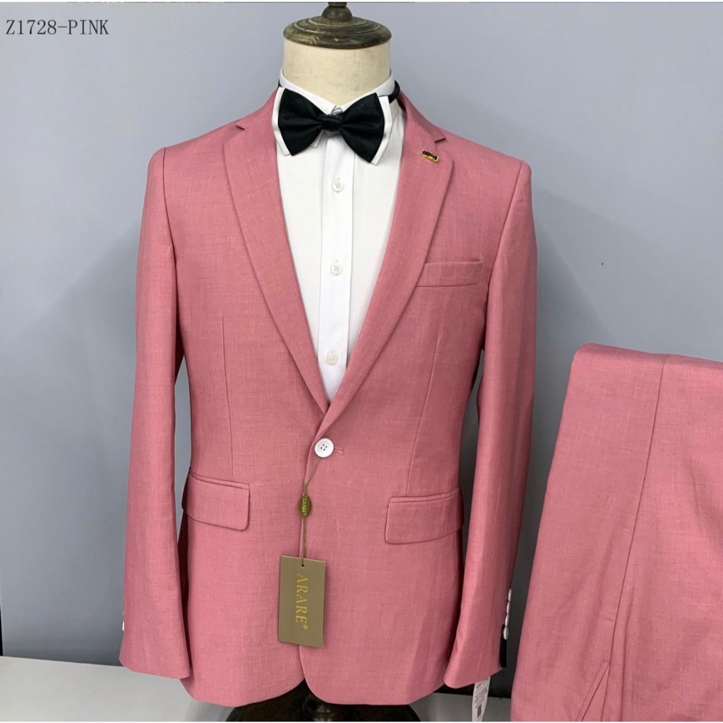(สนใจเช่าทางแชทค่ะ)ชุดสูทชาย สูทสีชมพู สีปูน Dusty Rose (ไม่มีเสื้อกั๊ก) (MS-151)