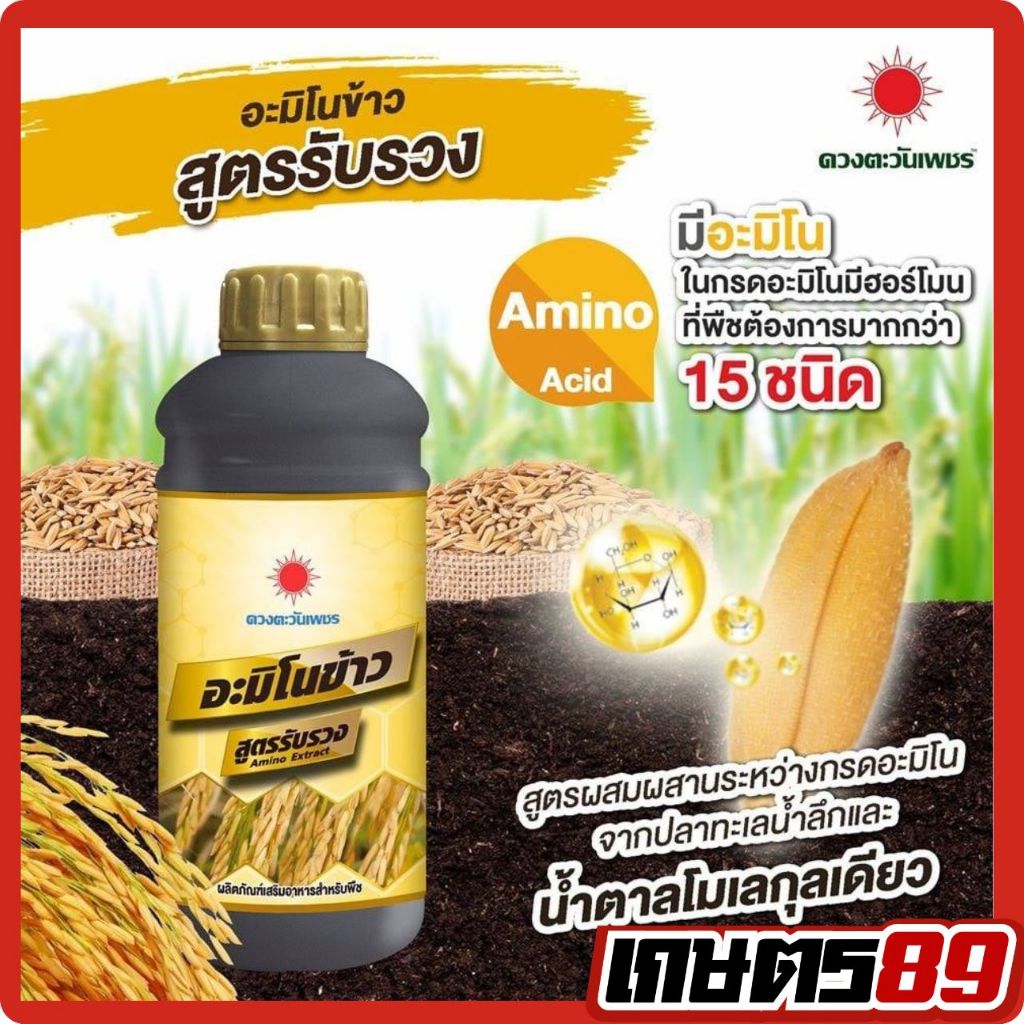 อะมิโนข้าวสูตรรับรวง ตราดวงตะวันเพชร สำหรับนาข้าวช่วงรับรวง เร่งรวง รวงใหญ่ เมล็ดเต็ม เมล็ดไม่ลีบ
