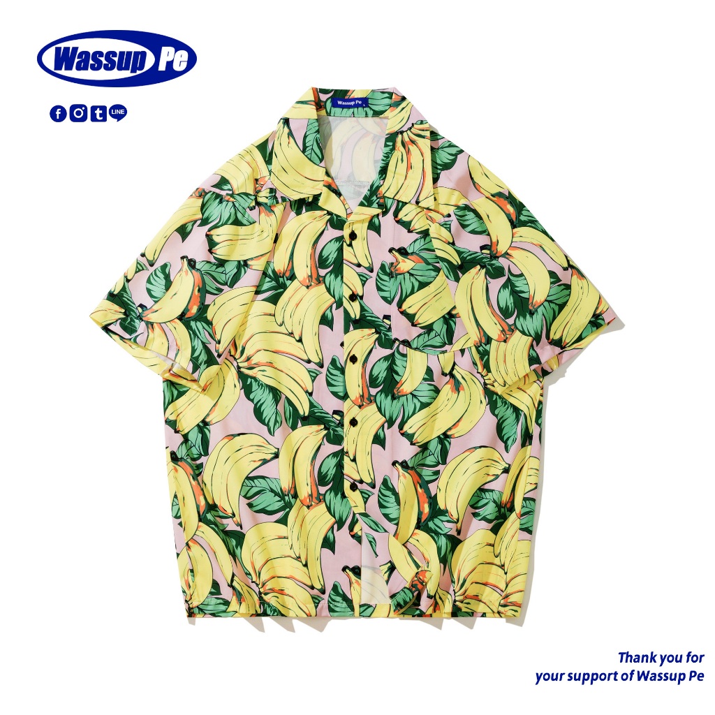 【จัดส่งในประเทศไทย】 เสื้อฮาวายลายกล้วยผู้ชาย สไตล์แฟชั่นใส่สบาย คู่รัก/Wassuppe