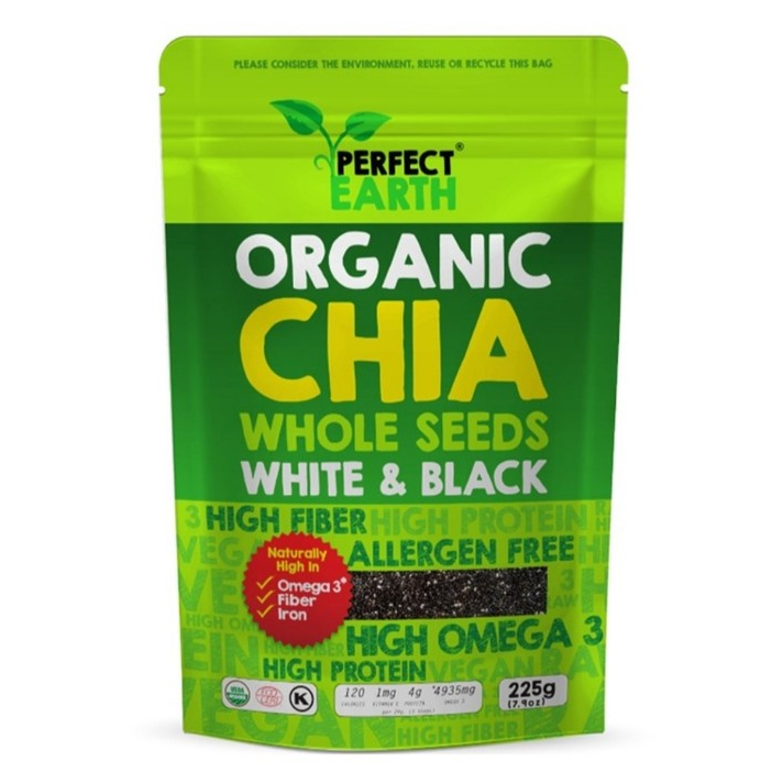 Perfect Earth Organic Chia Seeds 225g. เพอร์เฟค เอิร์ธ เมล็ดเจีย ออร์แกนิค