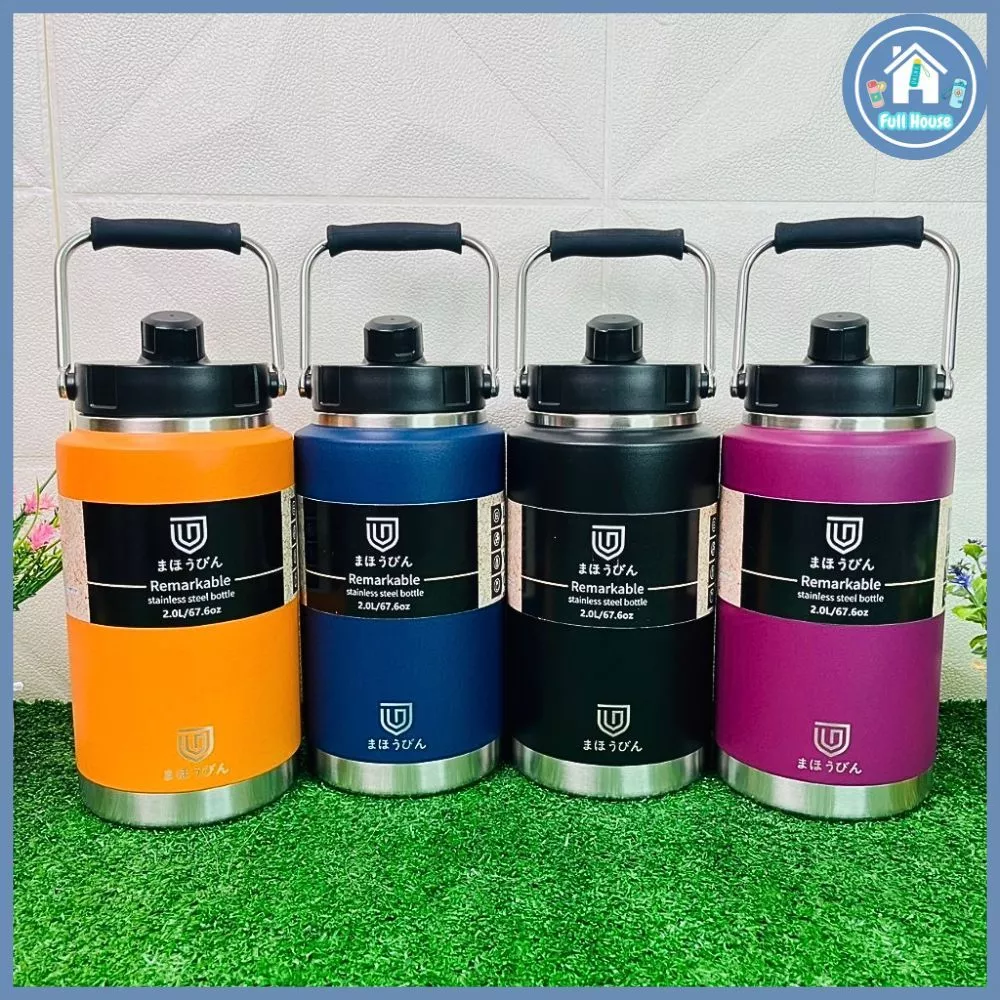 กระบอกน้ำเก็บอุณหภูมิความร้อน-เย็นมีหลอดพร้อมหูหิ้วในตัว Mahobin สแตนเลส SUS 316 ขนาดความจุ 1.5 L2. /1500/2000 ml. M-15