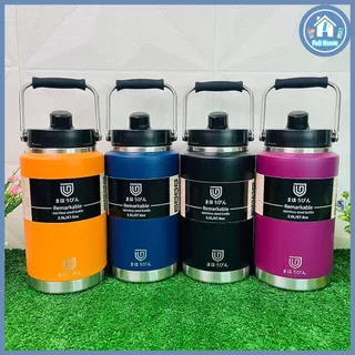 กระบอกน้ำเก็บอุณหภูมิความร้อน-เย็นมีหลอดพร้อมหูหิ้วในตัว Mahobin สแตนเลส SUS 316 ขนาดความจุ 1.5 L2. /1500/2000 ml. M-15
