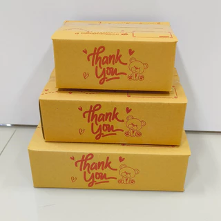 กล่องพัสดุ กล่อง thank you พิมพ์ลายหมีแดง ครบทุกไซร์ 00 0 0+4 A AA 2A B C 2B