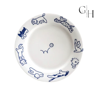 Goose Hours จานเซรามิค ลายการ์ตูนลูกแมวและลูกสุนัข Ceramic Puppy Kitten Plate
