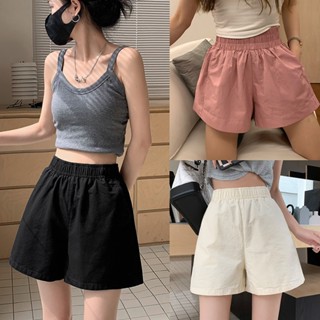 Beryl🌻กางเกงขาสั้นสีดำย้อนยุคอเมริกัน หลวมและเพรียวบาง