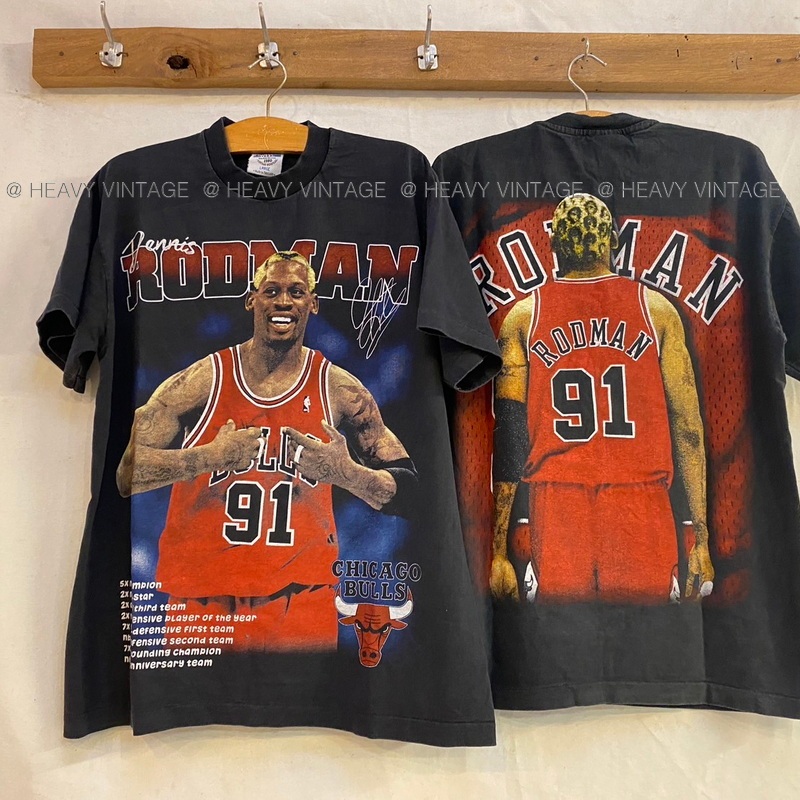 DENNIS RODMAN  BASKETBALL ฟอกไบโอ ป้าย BOOTLEGแท้ เสื้อวินเทจ Chicago Bulls heavy vintage shirt