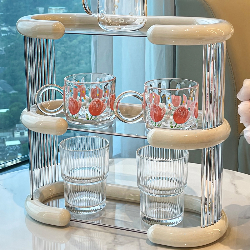 ชั้นวางแก้ว ชั้นวางของ สำหรับเก็บแก้วน้ำ เครื่องสำอางค์ ชั้นเก็บของในห้องน้ำ