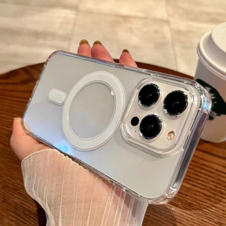 เคสกันกระแทกใส เคสแม่เหล็ก ใช้สำหรับ iPhone 11 13 12 14 15 16 17 Pro Max 11ProMax TPU Wireless charger Magnetic Case