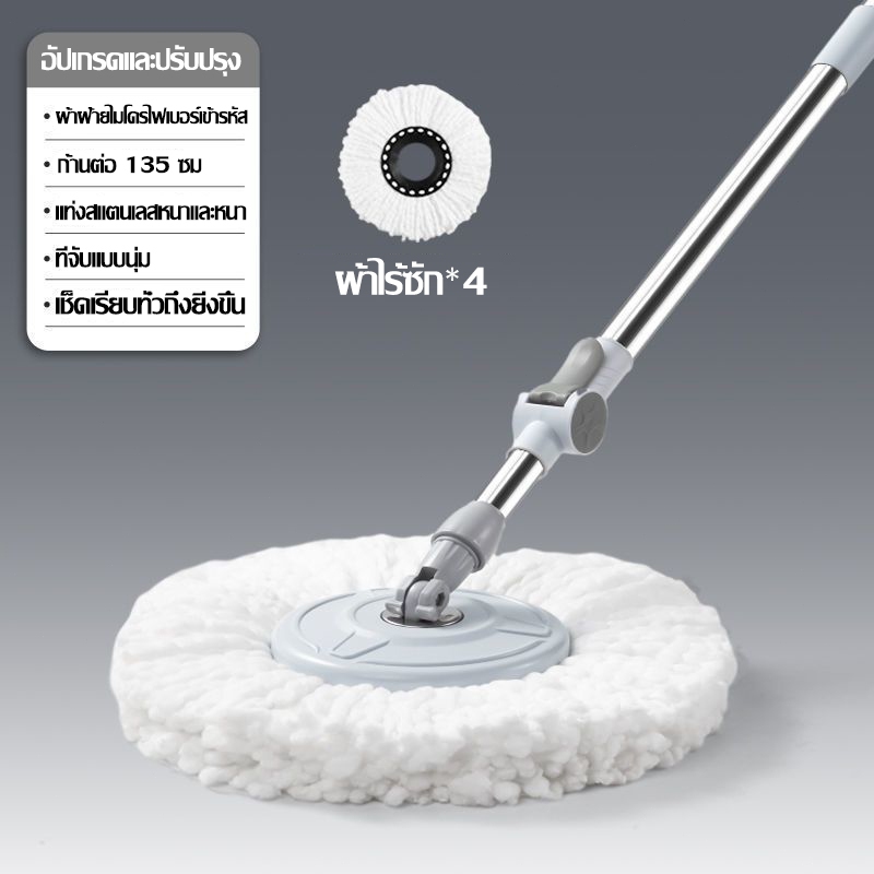 🔥รับประกัน 10 บี🔥TEITEIRO ชุดถังปั่น+ไม้ถูพื้น ชุดไม้ถูพื้น หมุนได้ 360 องศา ชุดถังปั่นพร้อมไม้ถู ชุดถังปั่นม๊อบ - รูปที่ 3