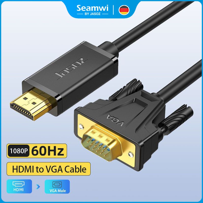 Seamwi HDMI to VGA Cable 1080P Upgraded สาย Audio Video HDMI ชายไปสาย สาย VGA 1m 1.5m 2m 3m 5m