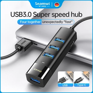 Seamwi USB HUB 4 พอร์ตฮับ USB 3.0 ฮับ USB สำหรับพีซี แล็ปท็อป อุปกรณ์เสริมคอมพิวเตอร์ Type-C Adapter