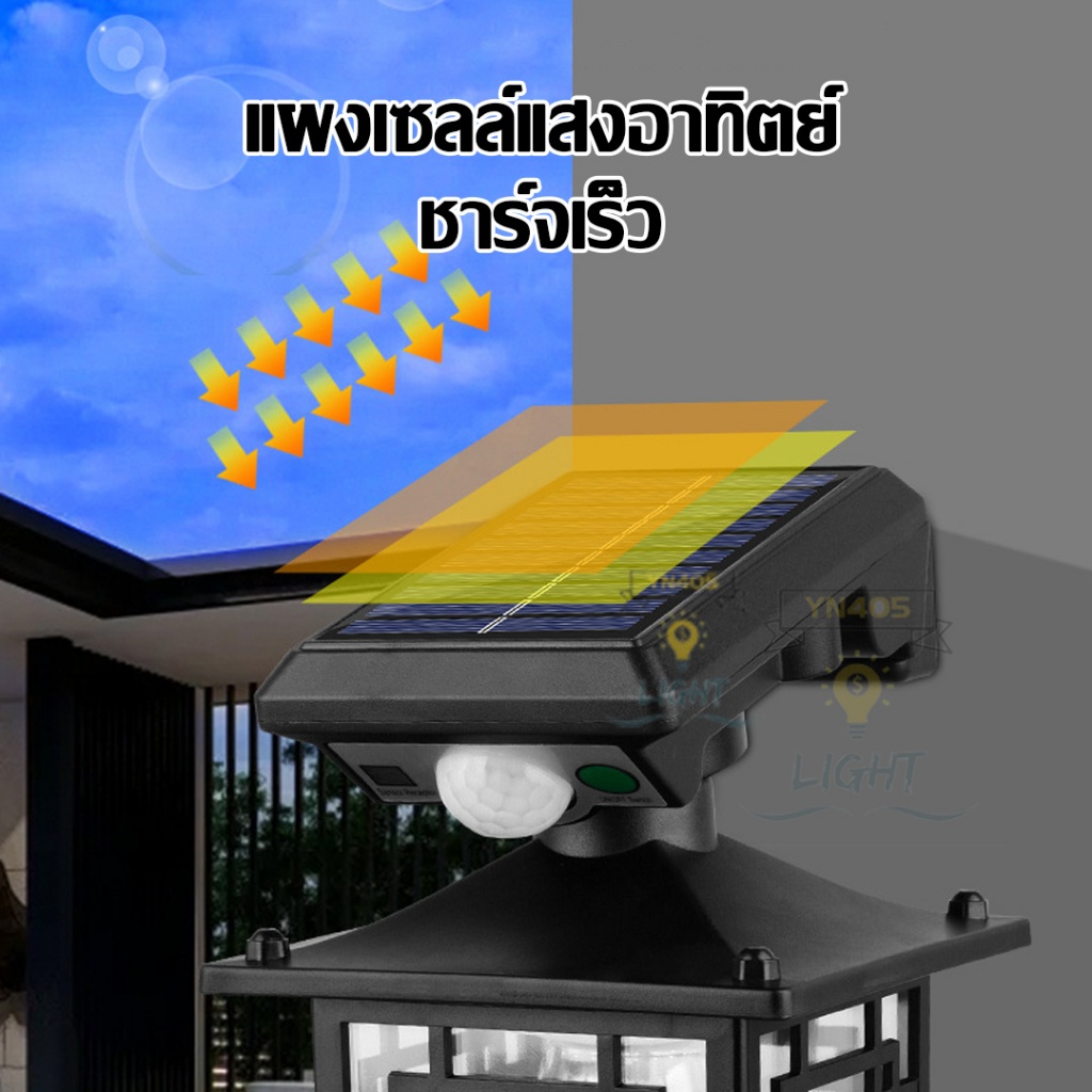 ไฟติดผนัง CL-T26 SOLAR SENSOR LIGHT โซล่าเซลล์ โคมไฟติดผนัง ไฟโซล่าเซลล์ ไฟเซ็นเซอร์ ไฟสวน solar light รูปที่ 7