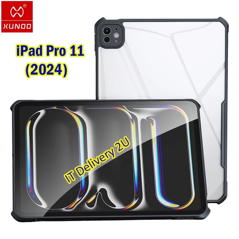 XUNDD Beatle เคสไอแพด iPad Pro 11 (2024) ชิป M4 / Pro 11 (2022/2021/2020) เคสกันกระแทกไอแพด เคสใส ขอบนิ่ม-ด้านหลังแข็ง