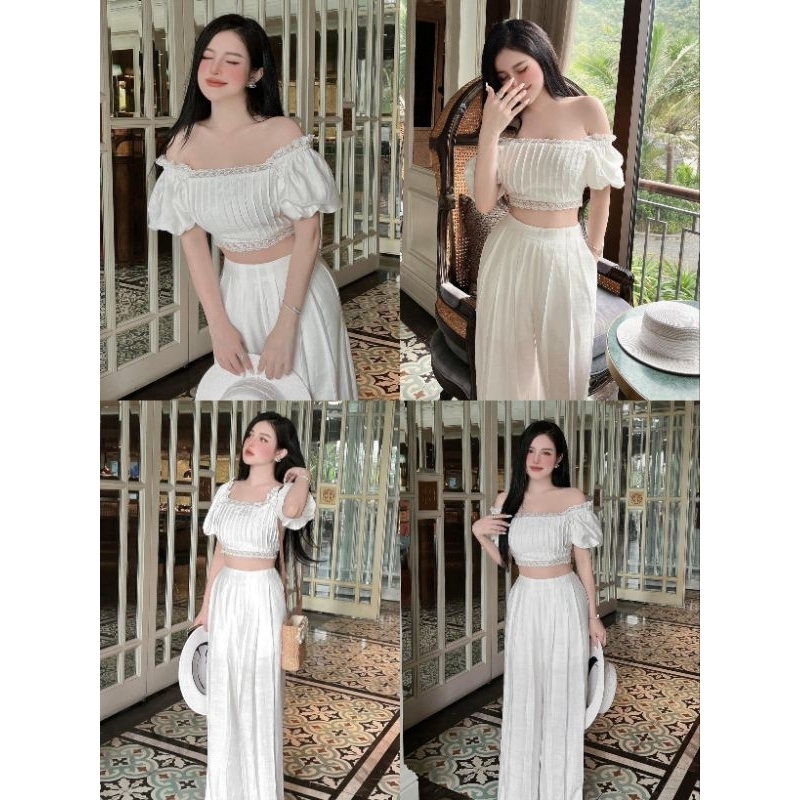 ꔛ 𝑺𝒆𝒕﹆ • ̆̈ ♡﹏ 𝑮𝒐𝒐𝒅𝒍𝒖𝒄𝒌𝒔𝒉𝒐𝒑 ชุดเซตขายาวทรงใส่สบายๆแต่มีดีเทลมีลูกเล่น เสื้อแขนตุ๊กตาแต่งจีบหน้าใส่ลูกไม้ น่ารักกก