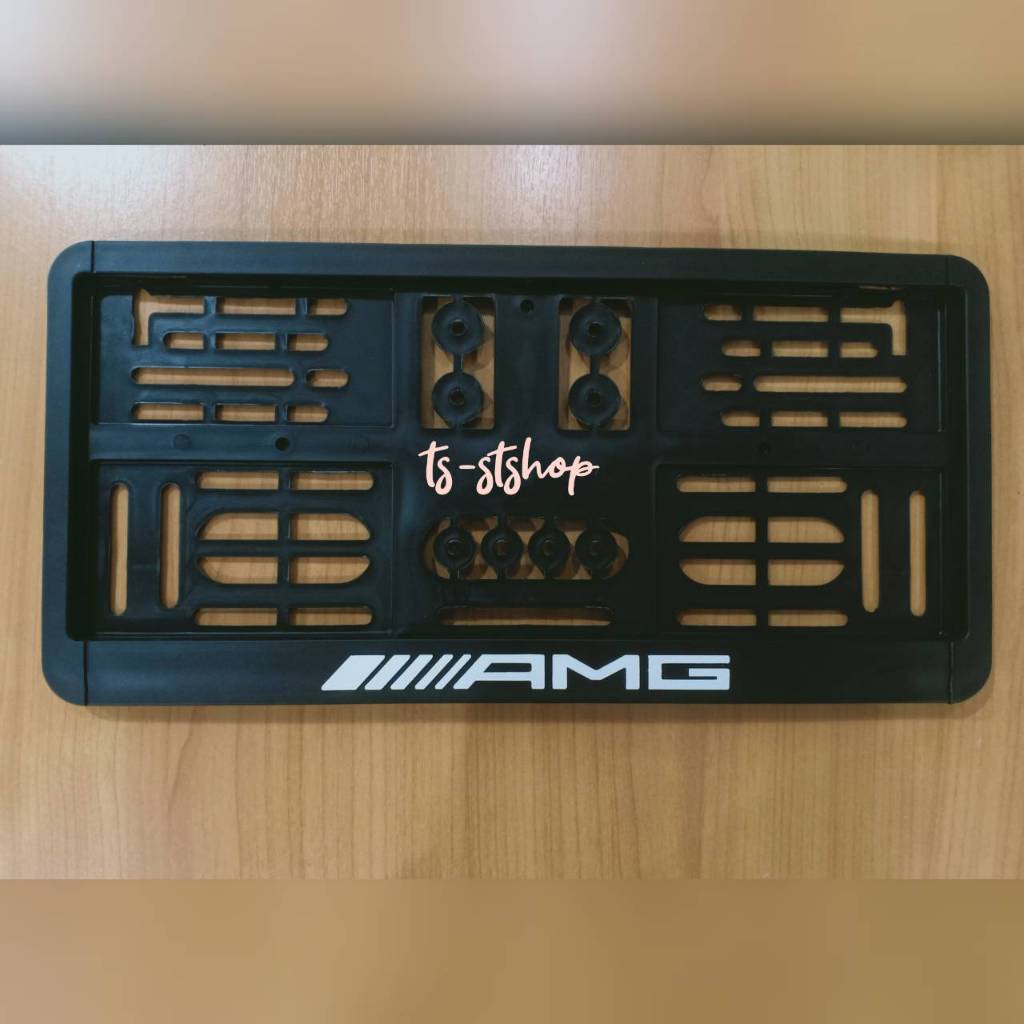 ♦ราคาโรงงาน  กรอบป้ายทะเบียนรถยนต์ตัวนูน AMG สกรีนสีขาว