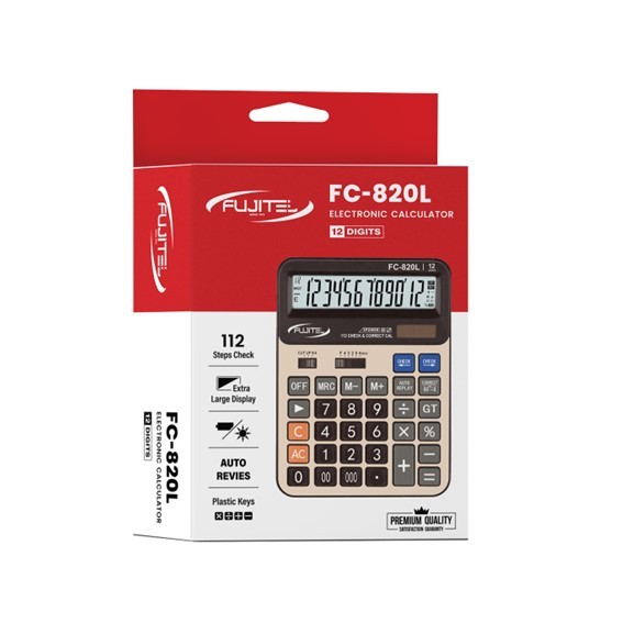 เครื่องคิดเลข Fujitel (ฟูจิเทล) 12 หลักรุ่น FC-820L (รับประกัน 18 เดือน)
