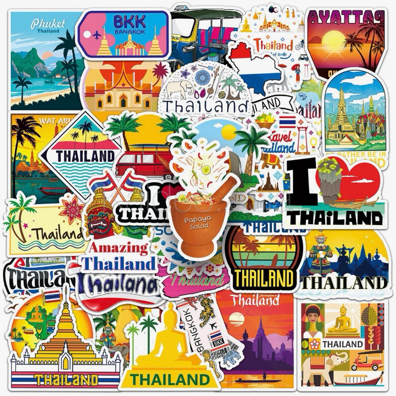 ✅ ขายดี Sticker S47 สติกเกอร์กันน้ำ ลายโลโก้ไทยสร้างสรรค์ สำหรับตกแต่ง งาน DIY จำนวน 50 ชิ้น