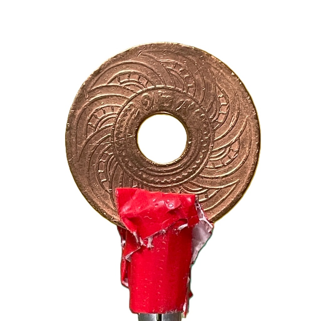 เหรียญ 1 สตางค์รูทองแดง ร.ศ.129 หายาก Satang hole, copper material, 1 satang, year 1910, rare set