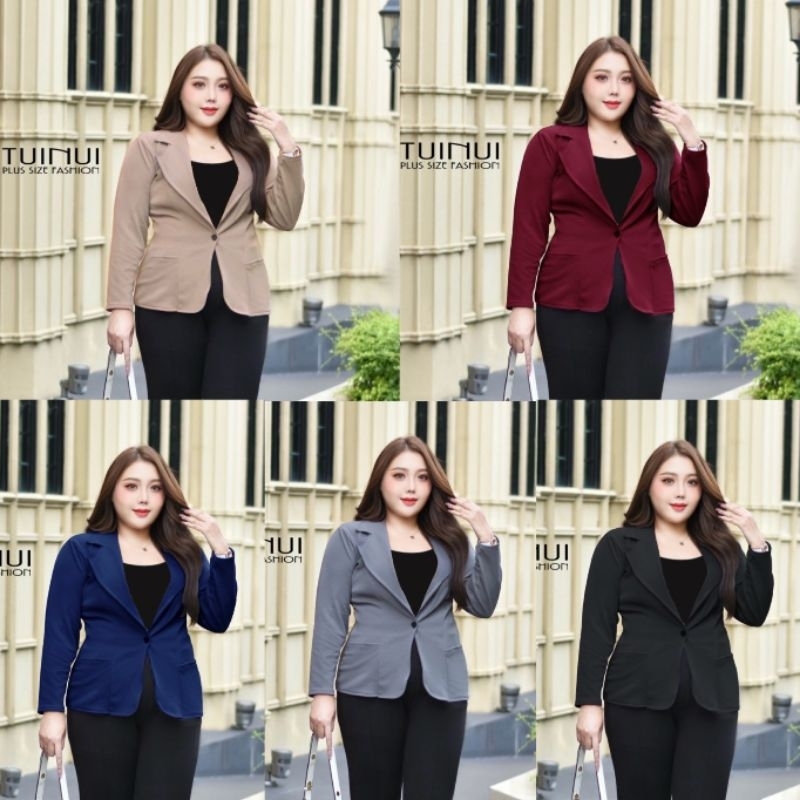 เสื้อสูทสาวอวบ​ อก42-58 เบลเซอร์ผ้าซันเวฟ(เนื้อผ้ายืดได้) กระดุม1เม็ด มีกระเป๋า ใส่ทำงานสวยเรียบหรู
