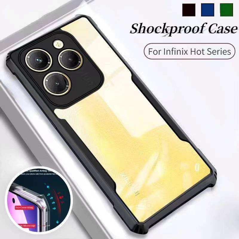 infinix hot 40/infinix hot40 Proตรงรุ่น(พร้อมส่งในไทย)เคสกันกระแทกขอบสีหลังใสInfinix Hot 40/Infinix 