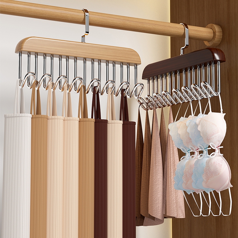 ไม้แขวนเสื้อ แบบมีตะขอแขวน หมุนได้ 2 แบบ ไม้ และพลาสติก กันลื่น ประหยัดพื้นที่ รูปคลื่น - รูปที่ 4