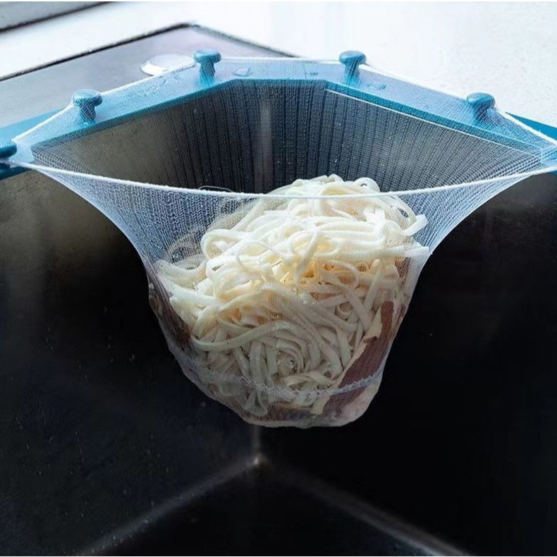 ชุดขาแขวน ตะแกรงแยกเศษอาหาร พร้อมถุงกรองแยกเศษอาหาร ใช้สำหรับ ซิงค์ล้างจาน  Hanging set with mesh bags, garbage bags