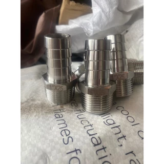 (เทของพร้อมส่ง) หางปลาไหลสแตนเลส304 เกลียวนอก 1นิ้ว(25มม) ใช้สำหรับต่อสายยาง งานลมอัด งานแก๊ส