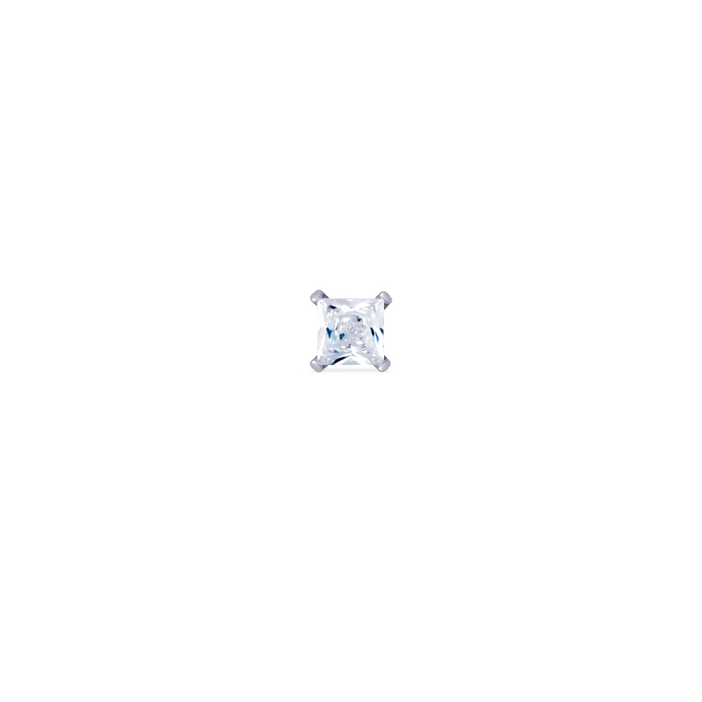 PiercingRoomByJay, จิว/ต่างหูแป้นแบน สำหรับผิวแพ้ง่าย New Square CZ (3MM) Titanium เกรดการแพทย์