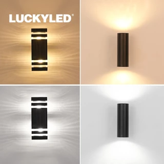 LUCKYLED IP67 โคมไฟติดผนัง E27 12W*2 ไฟประดับกลางแจ้ง ไฟ LEDกลางแจ้ง แสงอุ่น โคมไฟนอกบ้าน ไฟตกแต่ง
