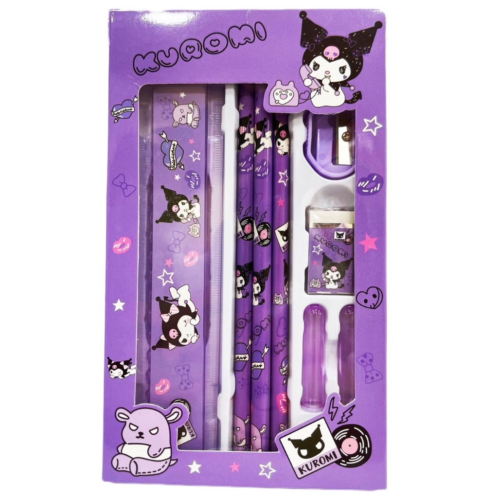 ชุดเครื่องเขียน เซ็ตดินสอ ลายการ์ตูน My Melody Kuromi Carebear สำหรับนักเรียน จำนวน 8 ชิ้น