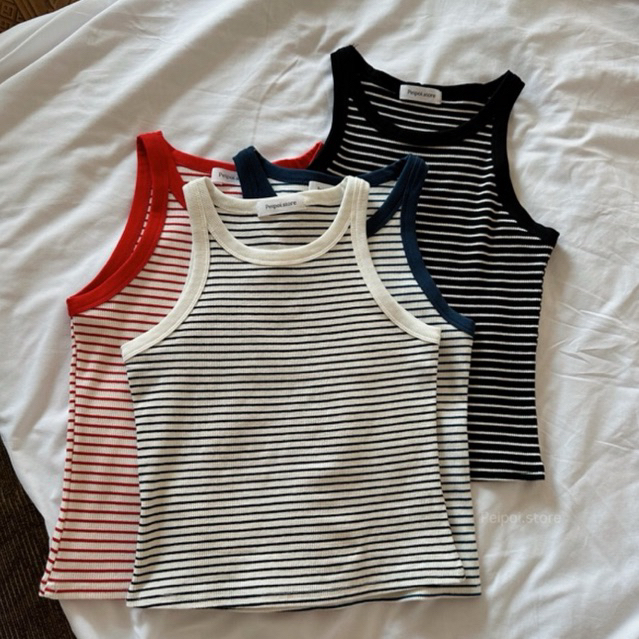Jina tank (Peipoi.store) เสื้อกล้ามลายทาง ทรงน่ารักมากๆ