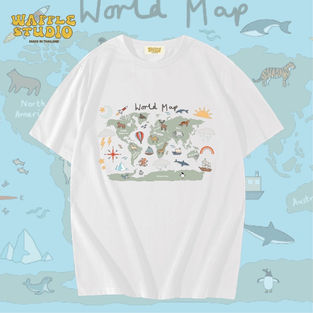 [ส่งฟรี ] WS0275 เสื้อยืดโอเวอร์ไซส์ เสื้อยืดเกาหลี ผ้าคอตตอน100% เสื้อยืด WAFFLE STUDIO
