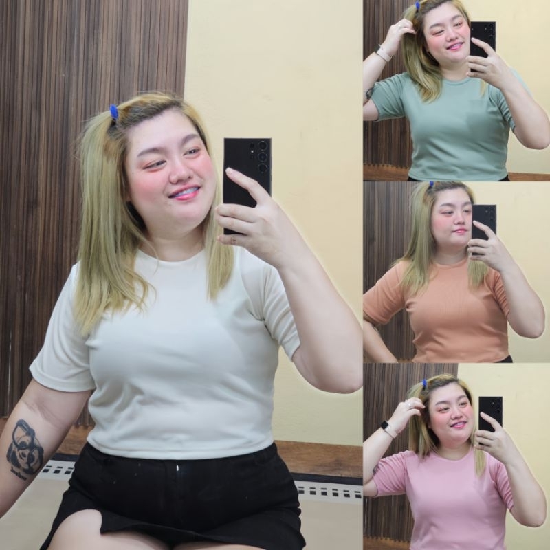 เสื้อสาวอวบ อก 40-50 นิ้ว ผ้าร่องไหมพรมเกาหลี ยืดเยอะ นุ่ม ใส่สบาย