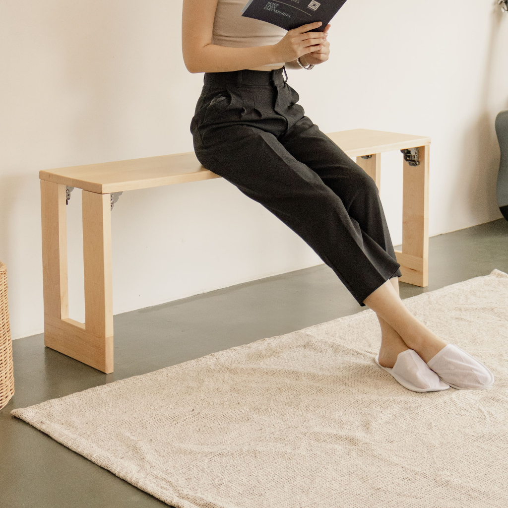 BNB Bench ม้านั่งไม้แอชยาว ผลิตจากไม้จริง สามารถพับได้