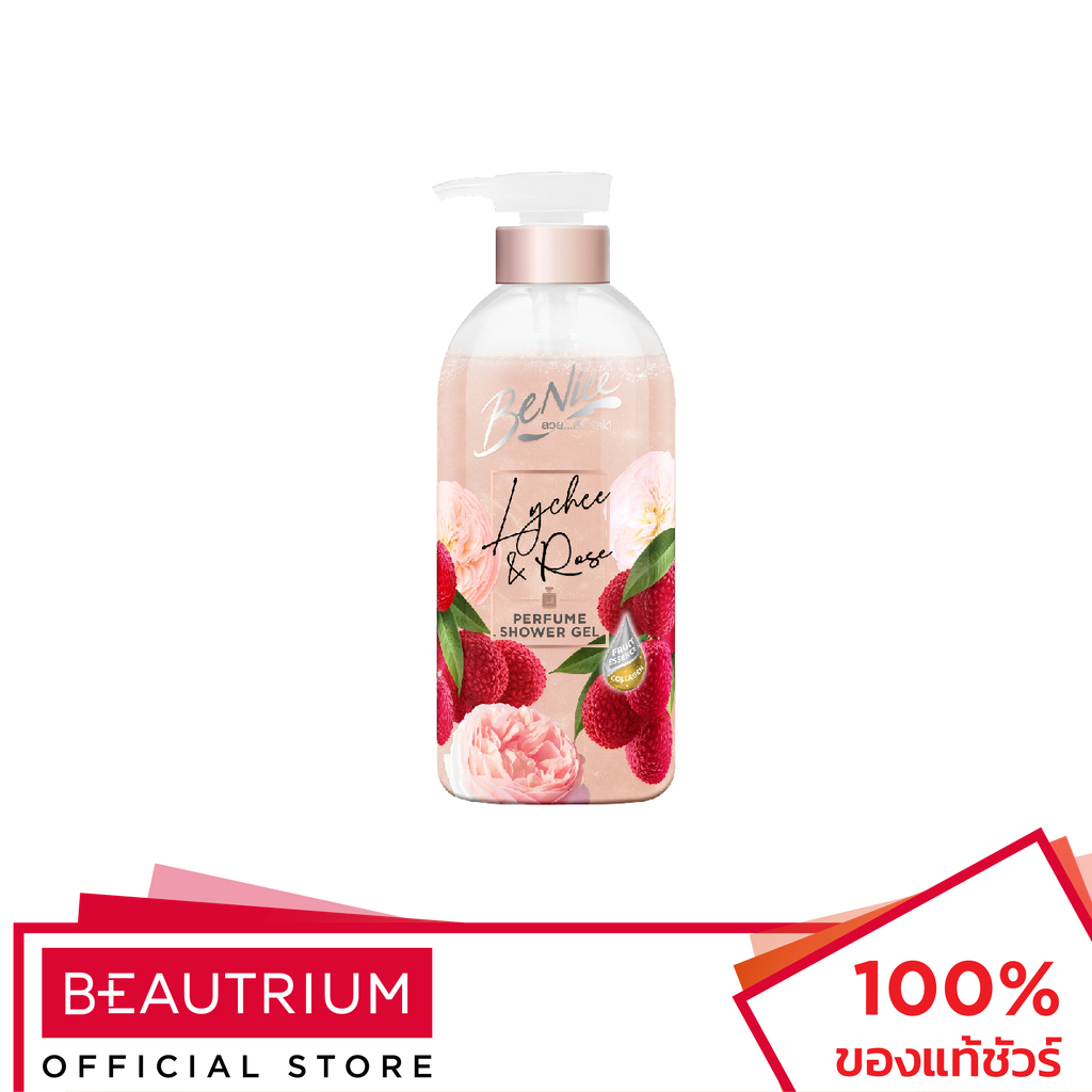 BENICE Perfume Shower Gel Lychee & Rose Pink ผลิตภัณฑ์ทำความสะอาดผิวกาย 450ml
