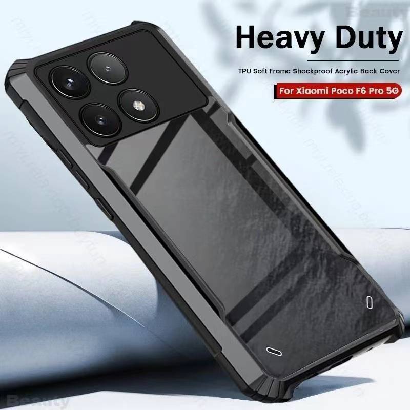 Poco F6Pro 5Gตรงรุ่น(ส่งในไทย)เคสกันกระแทกขอบสีหลังใสPoco F6 5G/Poco F6 Pro 5G/Redmi Turbo3 5G/Redmi K70/Redmi K70 Pro