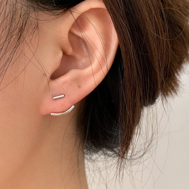 earika.earrings – stick&curve ต่างหูห้อยคล้องก้านเงินแท้ชุบทองคำขาว ใส่ได้ 2 แบบ ผิวแพ้ง่ายใส่ได้ ราคา ถูกที่สุด ดีลบีเคเค แกลเลอรีภาพที่ 4