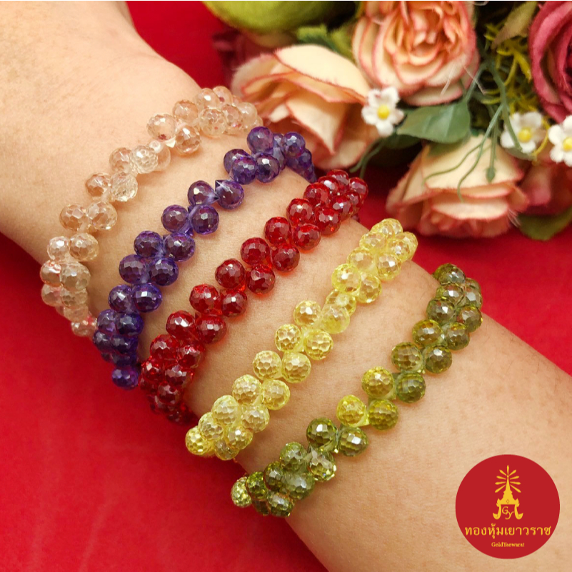 สร้อยข้อมือมณีใต้น้ำแท้ หัวจรวด ความยาว 7 นิ้ว สีแชมเปญ ม่วง โกเมน เหลือง เขียวส่อง ชุบทอง เสริมบารมี ดีไซส์สวย แฟชั่น ราคา ถูกที่สุด ดีลบีเคเค แกลเลอรีภาพที่ 3